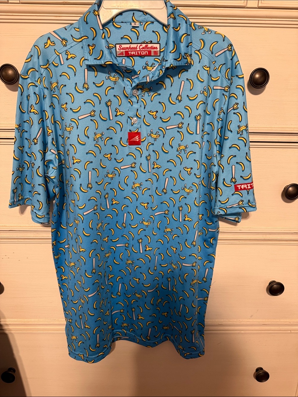 Triton Seaworld Collection Light Blue Banana-Print Polo